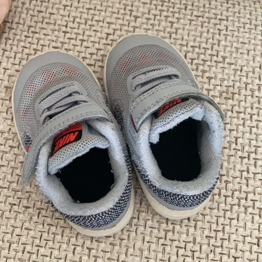 Nike Revolution Gray Velcro Sneakers Baby Size 4c